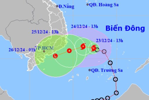 Bão số 10 mạnh lên, hướng thẳng vào vùng biển Phú Yên đến Bà Rịa-Vũng Tàu