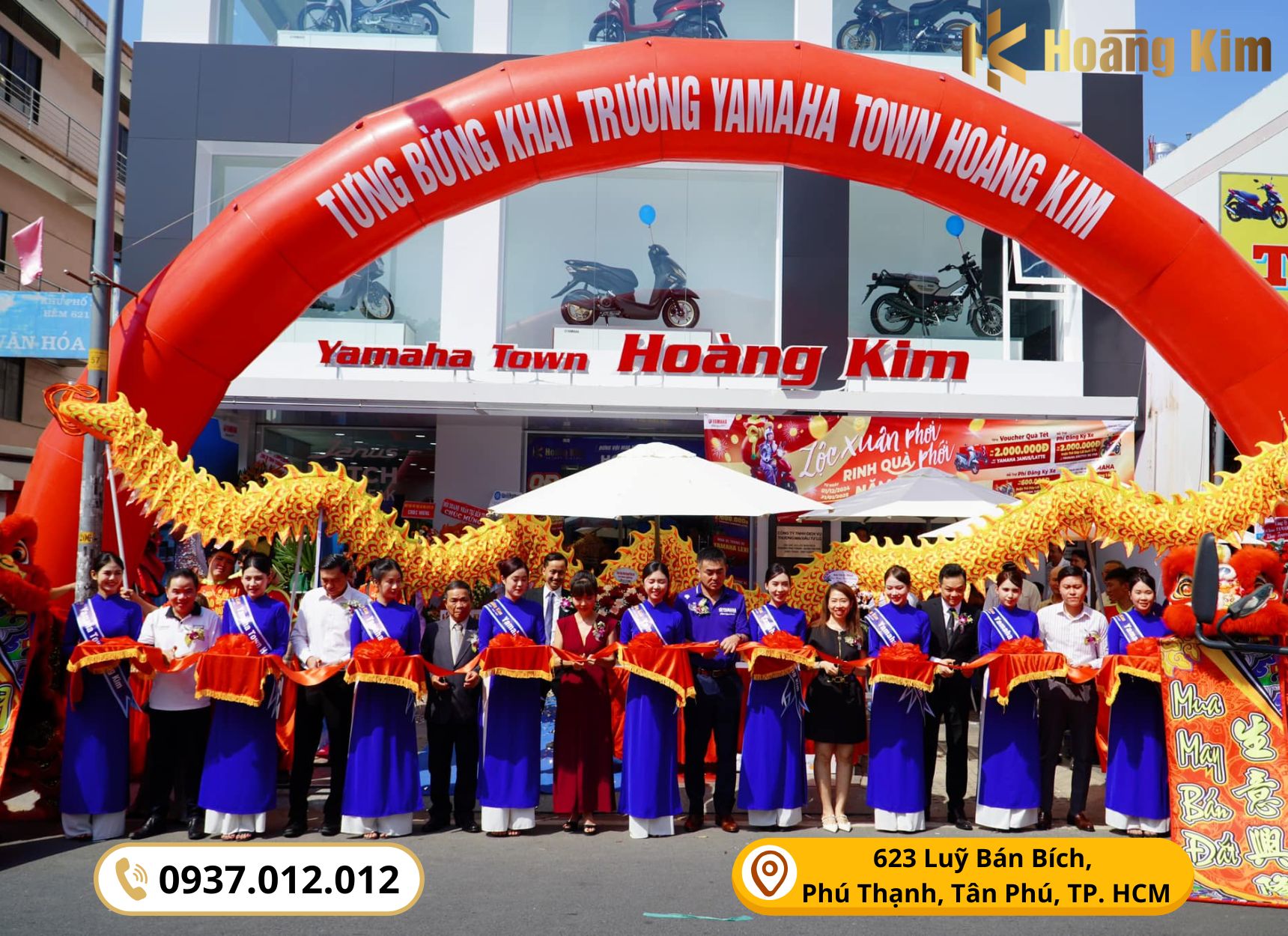 Hình ảnh chính diện của showroom xe máy Yamaha Hoàng Kim - Tân Phú, TP. HCM