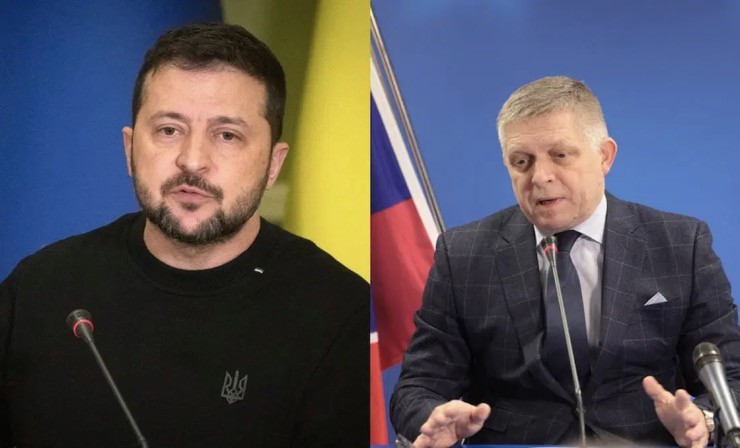 Tổng thống Ukraine Volodymyr Zelensky (trái) và Thủ tướng Slovakia Robert Fico. Ảnh: La Verdad Noticias.