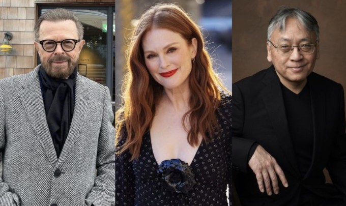 Từ trái qua: ca sĩ Björn Ulvaeus nhóm ABBA, diễn viên Julianne Moore và tác giả đoạt Nobel Văn học 2017 Kazuo Ishiguro có mặt trong danh sách người ký thư phản đối AI. Ảnh: AP/ Vanity Fair