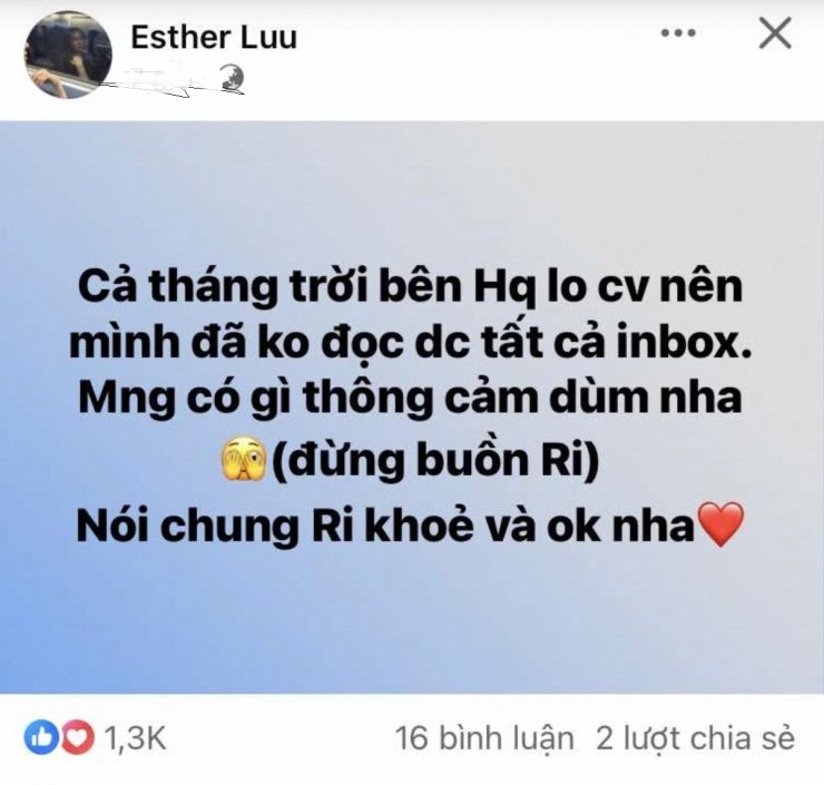 Hari Won có những chia sẻ mới nhất về tình hình sức khỏe