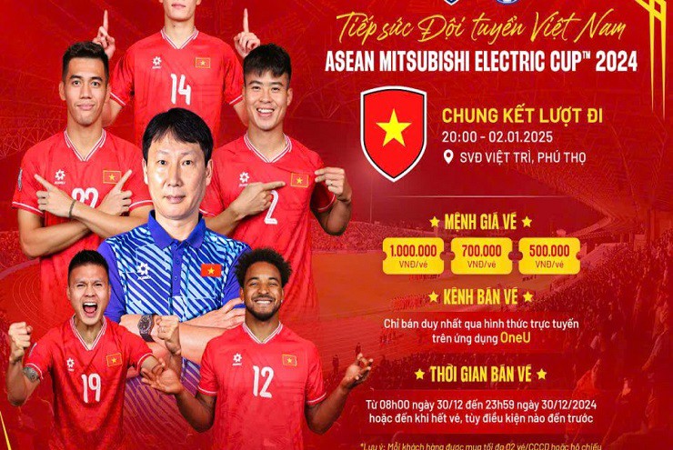 VFF chỉ bán vé trận chung kết lượt đi AFF Cup 2024 trực tuyến trên ứng dụng OneU. Ảnh: AFF