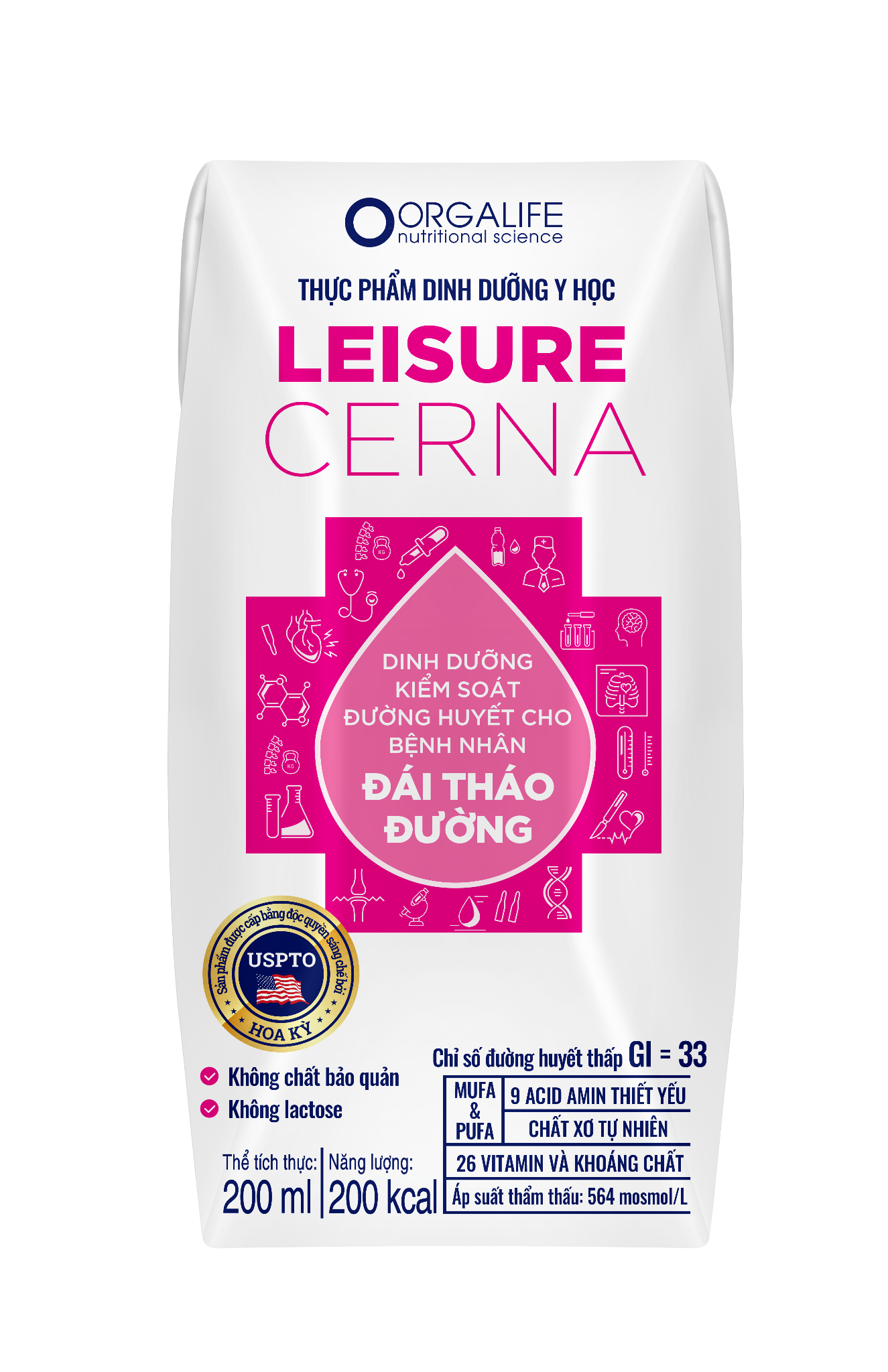 Leisure Cerna ph&ugrave; hợp cho bệnh nh&acirc;n đ&aacute;i th&aacute;o đường. Nguồn: Orgalife.