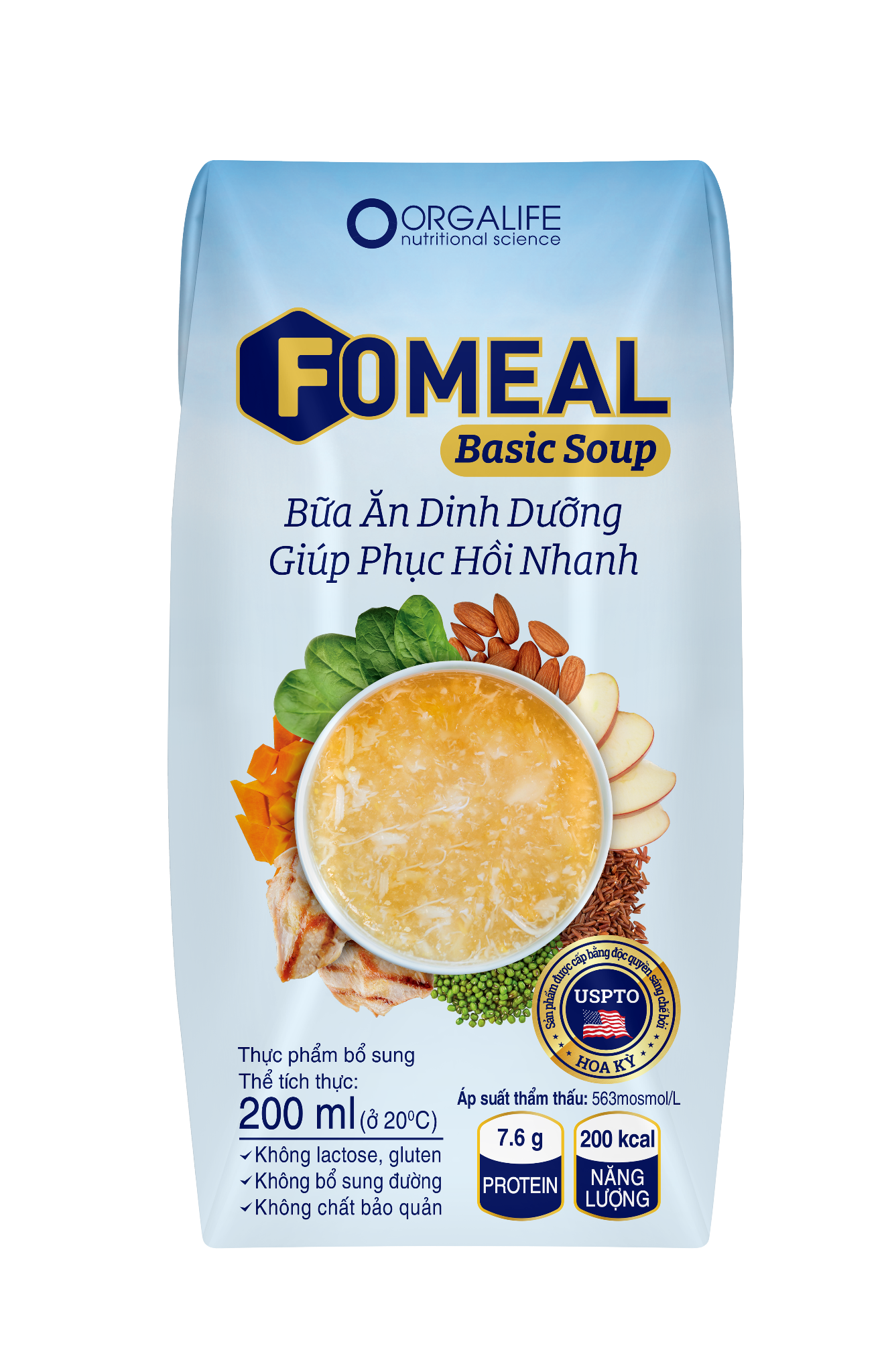 Fomeal basic soup l&agrave; bữa ăn dinh dưỡng hỗ trợ phục hồi nhanh cho người suy nhược cơ thể. Nguồn: Orgalife.