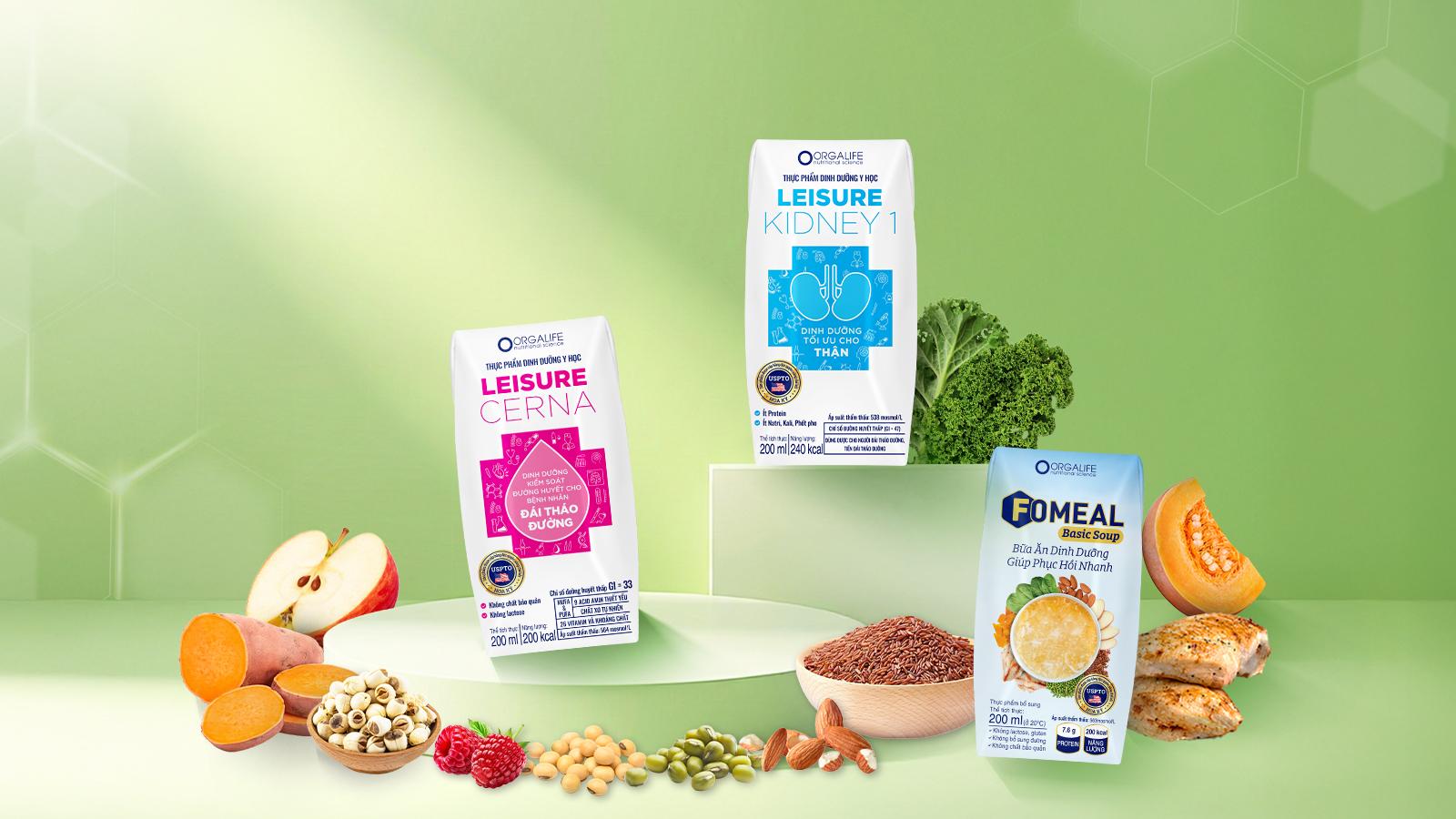 Ra mắt dung t&iacute;ch 200ml cho 3 d&ograve;ng sản phẩm Leisure Cerna, Leisure Kidney 1 v&agrave; Fomeal basic soup. Nguồn: Orgalife.