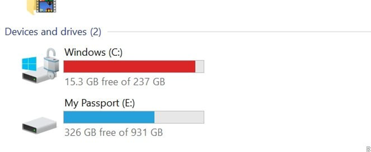 Windows thường bị đầy phân vùng hệ thống.