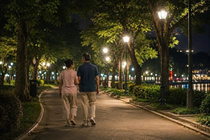 Đi bộ nhẹ sau ăn trong sẽ tạo cảm giác thoải mái hơn.